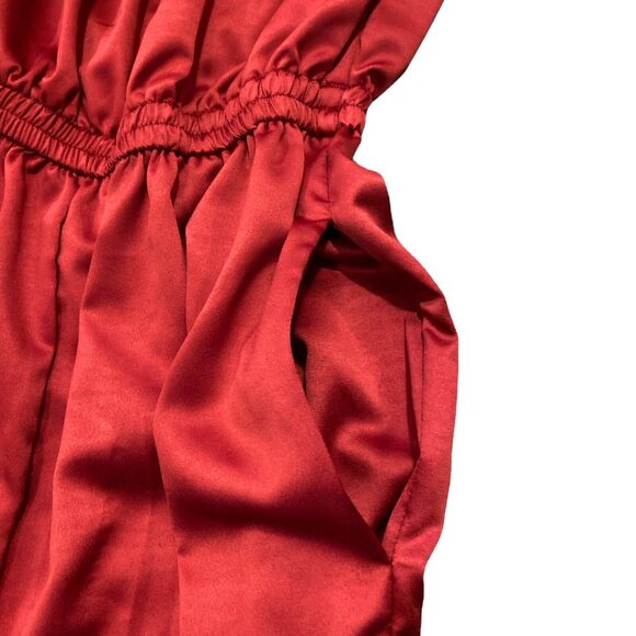 Urban Outfitters‎ Strapless Jumpsuit Red Wine Small UO Pockets Wide Leg - Picture 2 of 5